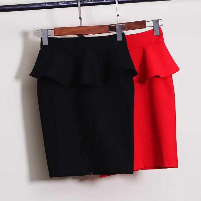 Women Ruffles Slim Stretch High Waist pencil Skirt S-5XL - Image 5