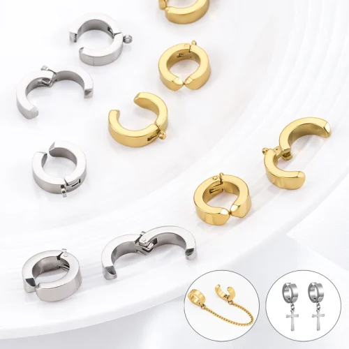 2Pcs Polishing Stainless Steel Ear Cuffs Clip Clasps Hooks For Jewelry Making Supplies Handmake Women's Earrings DIY Accessories