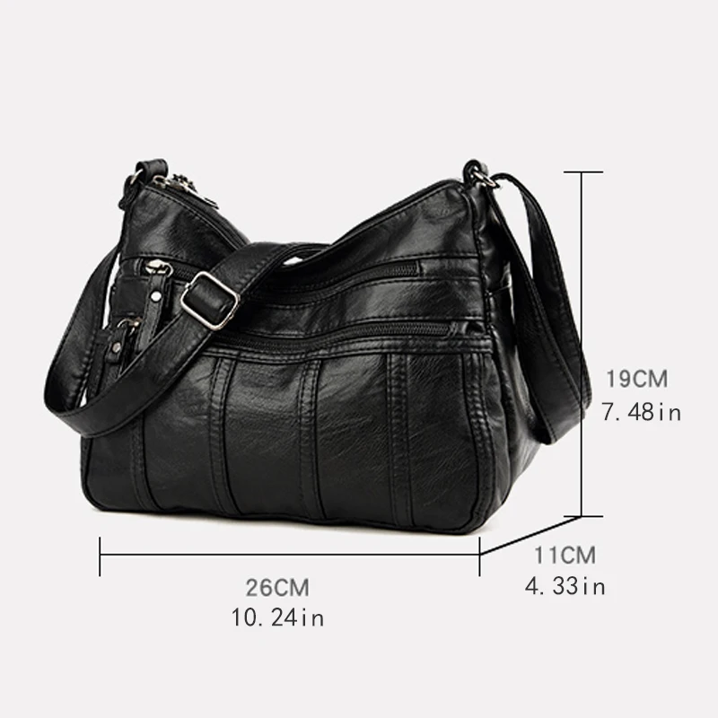 Black crossbody bag, travel shoulder bag with adjustable shoulder straps and zipper compartment, shoulder bag suitable for diffe - Image 6