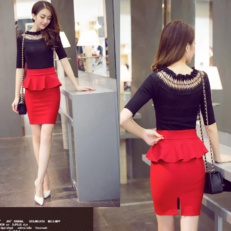 Women Ruffles Slim Stretch High Waist pencil Skirt S-5XL - Image 3