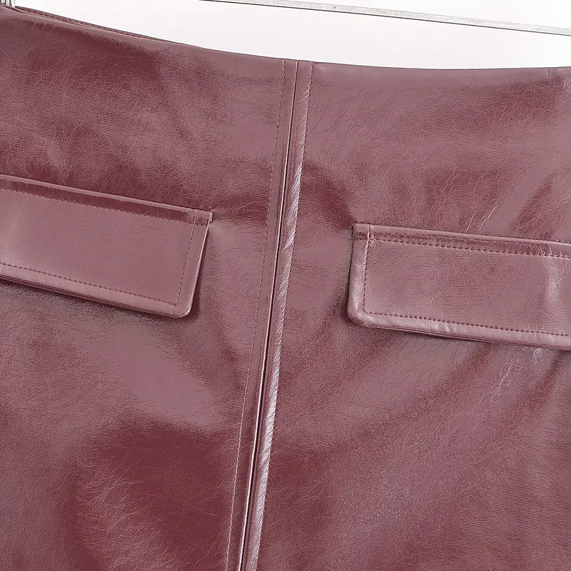 Women's Solid Bodycon Mini Skirt PU Leather Sexy Streetwear Elegant Fashion 2026 Y2K Style Faldas Mujer Skirt Faux Woman Skirt - Image 2